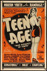 9h826 TEEN AGE woolever press 1sh '44 juvenile delinquency facts, modern youth on the rampage!