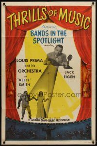 9h864 THRILLS OF MUSIC 1sh '48 Louis Prima and His Orchestra, Keely Smith, Jack Egan!