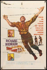 9h869 TIME LIMIT 1sh '57 Richard Widmark, cool art of Korean War soldier in barb-wire fence!