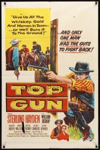 9h875 TOP GUN 1sh '55 only Sterling Hayden had the guts to fight back!