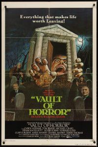 9h909 VAULT OF HORROR 1sh '73 Tales from Crypt sequel, cool art of death's waiting room!