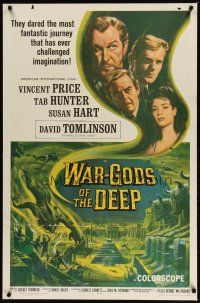 9h930 WAR-GODS OF THE DEEP 1sh '65 Vincent Price, Jacques Tourneur underwater sci-fi!