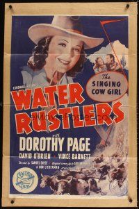 9h934 WATER RUSTLERS 1sh '39 Dorothy Page as The Singing Cow Girl, David O'Brien