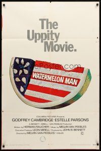 9h935 WATERMELON MAN int'l 1sh '70 patriotic watermelon artwork, the uppity movie!