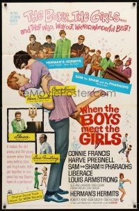 9h951 WHEN THE BOYS MEET THE GIRLS 1sh '65 Connie Francis, Liberace, Herman's Hermits!