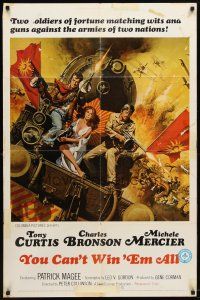 9h988 YOU CAN'T WIN 'EM ALL 1sh '70 action art of Tony Curtis, Charles Bronson, & Michele Mercier!
