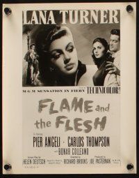 9j924 FLAME & THE FLESH 2 8x10 stills '54 sexy Lana Turner, Pier Angeli, cool artwork stills!