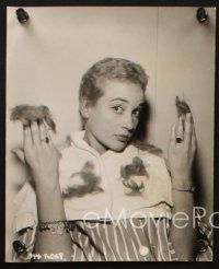 9j896 SYLVIA SYMS 3 candid English 7x9 stills '60 all her hair is cut off for Conspiracy of Hearts!