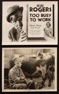 9j422 TOO BUSY TO WORK 9 8x10 stills '32 Will Rogers, pretty Marian Nixon, cool title card image!
