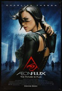 9k014 AEON FLUX advance DS 1sh '05 sexy futuristic Charlize Theron in leather!