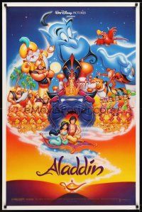 9k015 ALADDIN DS 1sh '92 classic Walt Disney Arabian fantasy cartoon, great art of cast!