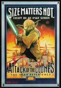 9k036 ATTACK OF THE CLONES style A DS IMAX 1sh '02 Star Wars Episode II, McMacken art of Yoda!