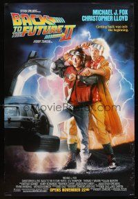 9k042 BACK TO THE FUTURE II advance DS 1sh '89 art of Michael J. Fox by Drew Struzan!