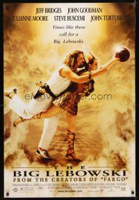 9k052 BIG LEBOWSKI 1sh '98 Coen Bros cult classic, Jeff Bridges bowling w/Julianne Moore!
