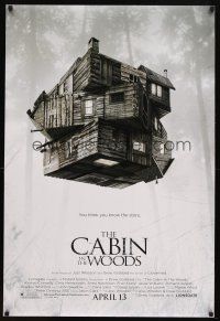 9k076 CABIN IN THE WOODS advance DS 1sh '11 written by Joss Whedon, Kristen Connolly, Hemsworth!