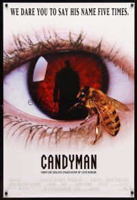 9k077 CANDYMAN 1sh '92 Clive Barker, creepy close-up image of bee in eyeball!