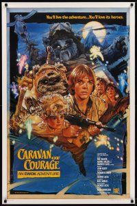 9k080 CARAVAN OF COURAGE style B int'l 1sh '84 An Ewok Adventure, Star Wars, art by Drew Struzan!