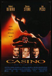 9k082 CASINO int'l DS 1sh '95 headshots of Robert De Niro, Sharon Stone, Joe Pesci!