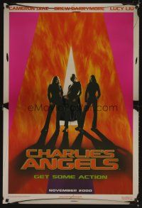 9k089 CHARLIE'S ANGELS heavy stock foil teaser 1sh '00 Cameron Diaz, Drew Barrymore & Lucy Liu!