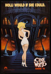 9k097 COOL WORLD teaser 1sh '92 cartoon art of sexy Kim Basinger as Holli!