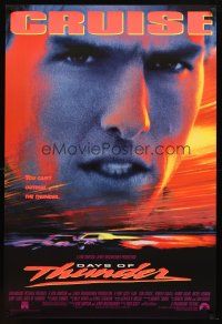 9k113 DAYS OF THUNDER 1sh '90 super close image of angry NASCAR race car driver Tom Cruise!