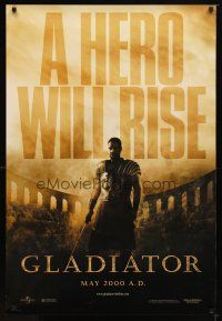 9k206 GLADIATOR teaser DS 1sh '00 Ridley Scott, cool image of Russell Crowe in the Coliseum!