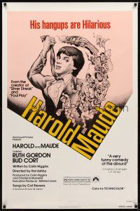 9k237 HAROLD & MAUDE 1sh R79 Ruth Gordon, Bud Cort is equipped to deal w/life!