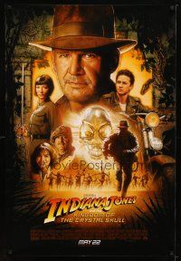 9k299 INDIANA JONES & THE KINGDOM OF THE CRYSTAL SKULL advance DS 1sh '08 Drew Struzan art of cast!