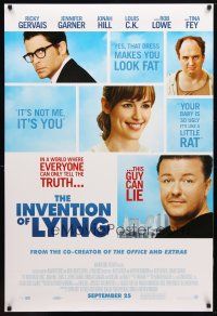 9k314 INVENTION OF LYING advance DS 1sh '09 wacky Ricky Gervais, Jennifer Garner, Johah Hill!