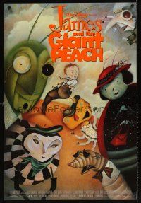 9k332 JAMES & THE GIANT PEACH DS 1sh '96 Disney fantasy cartoon, Lane Smith art of cast!