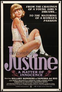 9k355 JUSTINE A MATTER OF INNOCENCE 1sh '80 art of sexy Hillary Summers in title role!