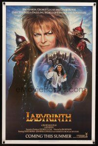 9k361 LABYRINTH teaser 1sh '86 Jim Henson, art of David Bowie & Jennifer Connelly by Chorney!