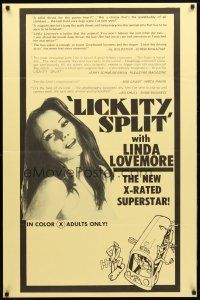 9k391 LICKITY SPLIT 1sh '74 directed by Carter Stevens, sexy Linda Lovemore going down the road!