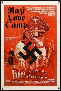 9k534 NAZI LOVE CAMP 1sh '77 classic bad taste image of tortured girls & swastika!