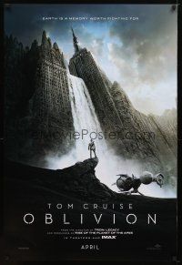 9k562 OBLIVION teaser DS 1sh '13 Morgan Freeman, image of Tom Cruise & waterfall in city!
