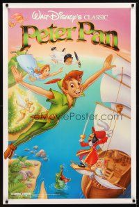 9k606 PETER PAN 1sh R89 Walt Disney animated cartoon fantasy classic, great full-length art!
