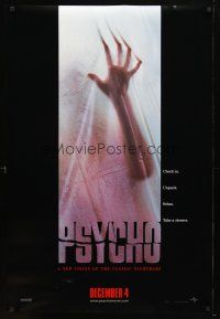 9k648 PSYCHO teaser DS 1sh '98 Hitchcock re-make, cool image of victim behind shower curtain!