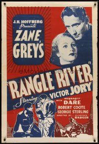 9k658 RANGLE RIVER 1sh '39 from Zane Grey's novel, Victor Jory, Margaret Dare!