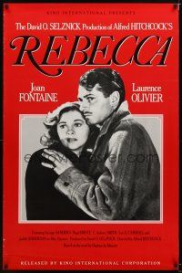9k660 REBECCA 1sh R90s Alfred Hitchcock, art of Laurence Olivier & Joan Fontaine!