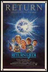 9k664 RETURN OF THE JEDI 1sh R85 George Lucas classic, different montage art by Tom Jung!