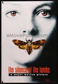 9k712 SILENCE OF THE LAMBS style A teaser DS 1sh '90 great image of Jodie Foster w/moth over mouth!
