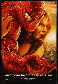 9k726 SPIDER-MAN 2 int'l teaser DS 1sh '04 cool image of Tobey Maguire & Kirsten Dunst!
