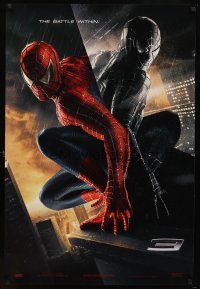 9k731 SPIDER-MAN 3 textured DS teaser 1sh '07 Sam Raimi, Tobey Maguire in red & black costumes!