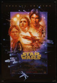 9k743 STAR WARS style B advance 1sh R97 George Lucas classic sci-fi epic, great art by Struzan!