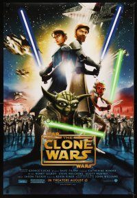 9k748 STAR WARS: THE CLONE WARS advance DS 1sh '08 art of Anakin Skywalker, Yoda, & Obi-Wan Kenobi!