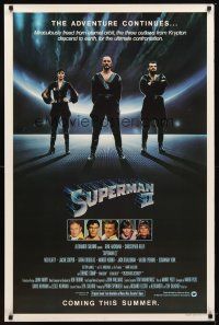 9k758 SUPERMAN II teaser 1sh '81 Christopher Reeve, Terence Stamp, battle over New York City!