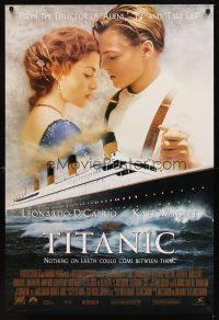 9k790 TITANIC style B int'l DS revised 1sh '97 romantic image of Leonardo DiCaprio & Kate Winslet!