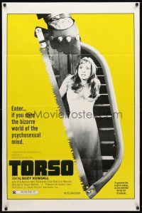 9k792 TORSO 1sh '73 directed by Sergio Martino, sexy Suzy Kendall, bizarre psychosexual minds!