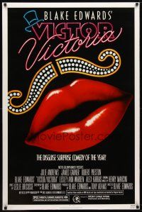 9k813 VICTOR VICTORIA 1sh '82 Blake Edwards, cool lips & mustache art by John Alvin!