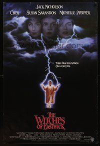 9k839 WITCHES OF EASTWICK advance 1sh '87 Jack Nicholson, Cher, Susan Sarandon, Michelle Pfeiffer!